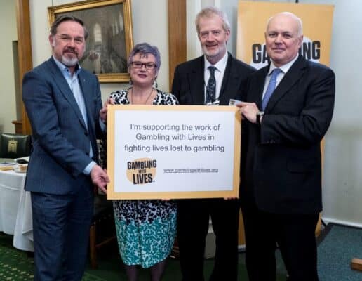 Ronnie Cowan MP, Carolyn Harris MP, Charles Ritchie and Sir Iain Duncan Smith MP at the palace at Westminster