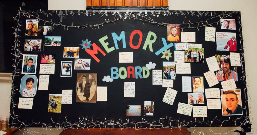 A memory board from a memorial event for Chrs Bruney.